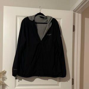 Spyder Black Hooded Raincoat with Gray Interior